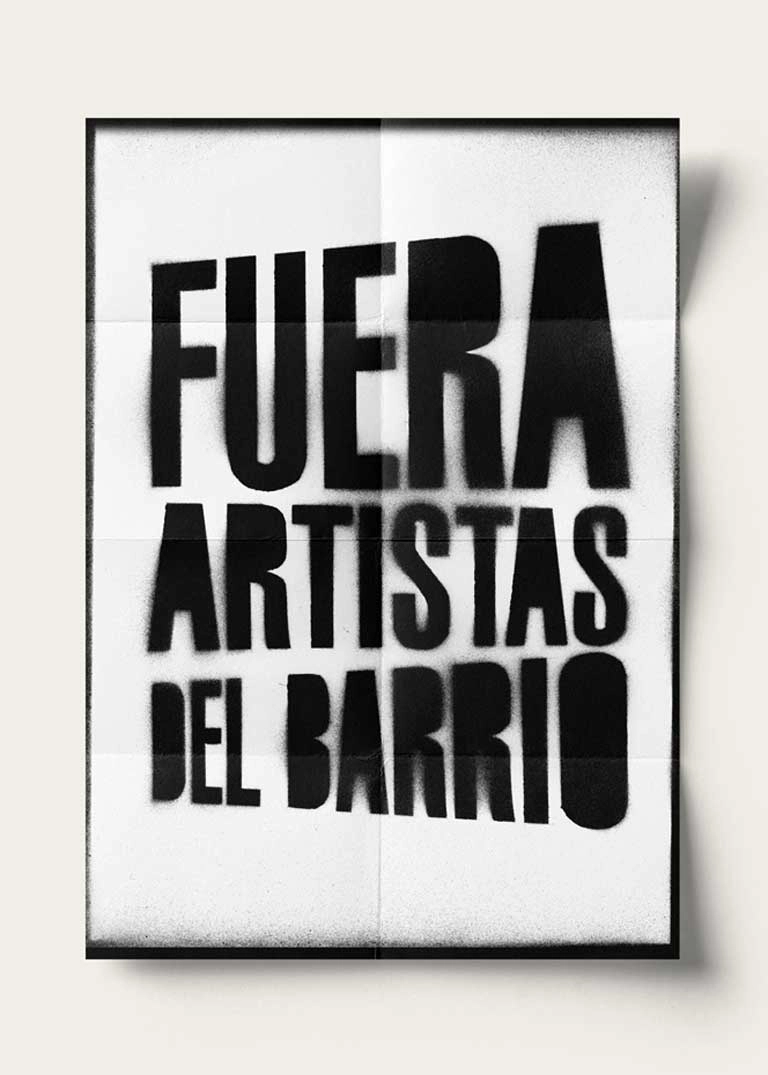 toni tena, fuera artistas del barrio, cartel, bilbaoarte, gentrificación